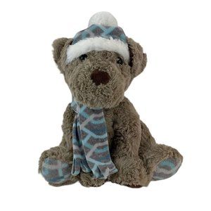 Gentle Treasures Puppy Dog 12" Plush Stuffed Animal Toy Blue Winter Hat Scarf